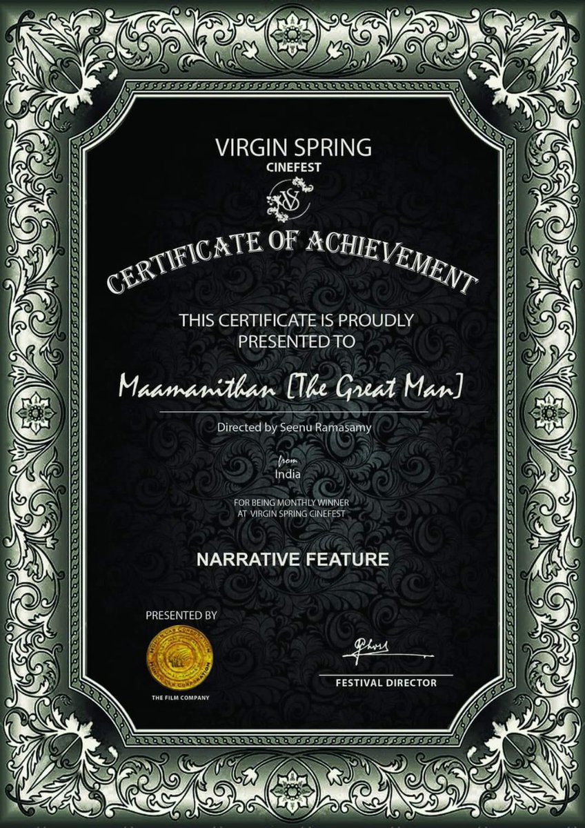 TheAuteur_Media's tweet photo. #Maamanithan bags three awards
Best Narrative Feature,
Best Director &
Best Actor Award from #VirginSpring Cine-fest happened at West Bengal.
#MaamanithanonAHA
@YSRfilms @U1Records @ilaiyaraaja @seenuramasamy @VijaySethuOffl @studio9_suresh @SGayathrie @onlynikil https://t.co/xD99bSx7QJ