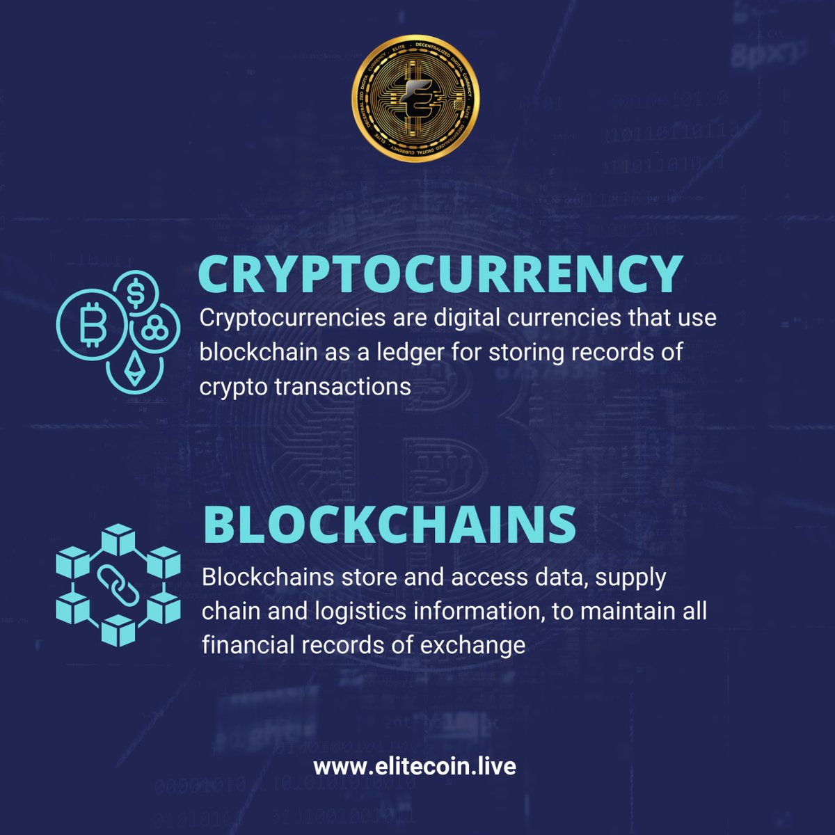 EliteCoin2's tweet photo. Cryptocurrency is digital money with market value like other currencies

Blockchain is a system in which a record of transactions made in cryptocurrency are maintained
Insta: @elitecoin2021
FB: https://t.co/hpsg0tsZmS
Web: https://t.co/uezgJCiRHU https://t.co/2TN89CFJEk