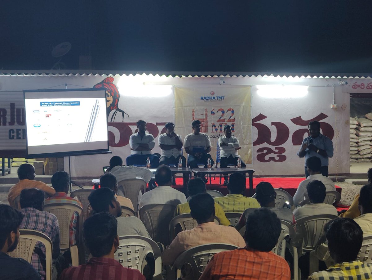 Radha_TMT's tweet photo. On 30th August 2022, Radha TMT organized a Mason's Meet at Hari Hara Steels & Cement - Choutuppal. We really appreciate the efforts and are grateful for the successful event.
#radhatmt #radhatmt550d #radhatmtlrf #masonmeet #mason #event #strength #foundation https://t.co/3kas1A93im