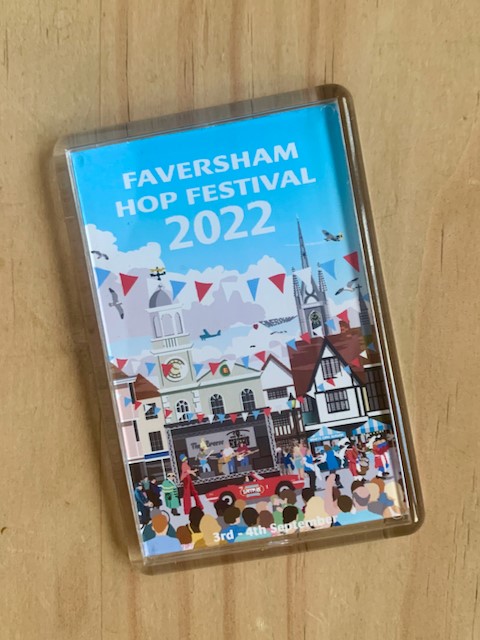 FavershamSoc's tweet photo. The Visitor Information Centre will be open on Sat and Sun 10-4 over the Hop Festival Weekend.

We also have in stock the fabulous @White_One_Sugar #FavershamHopFestival magnet, featuring the excellent new design for 2022! no self respecting fridge is complete without one! https://t.co/PMrlPO2QsS