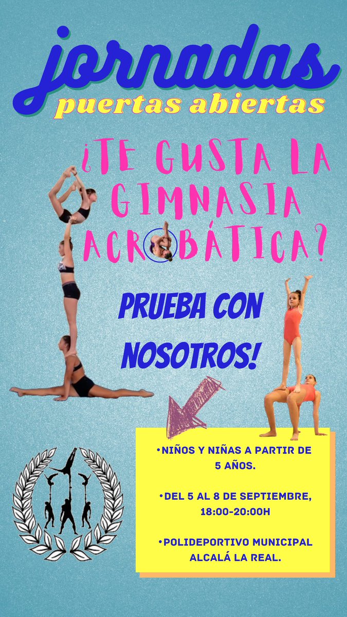 Barucacrobatica's tweet photo. Hola de nuevo! 👋🏻

📣Comenzamos temporada 2022-2023 📣

Te gusta la gimnasia acrobatica? 
Quieres pertenecer a la familia del cd.Baruca?
Organizamos unas jornadas de puertas abiertas para todos los niñ@s que quieran venir a probar y conocernos.

https://t.co/sSHqpM1MyK https://t.co/VkWfVi8wZj
