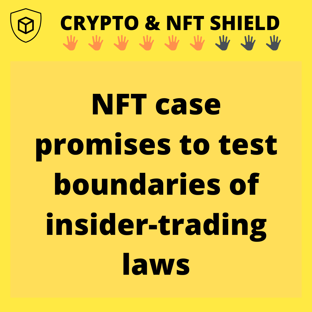 satoshintweet's tweet photo. NFT case promises to test boundaries of insider-trading laws
#NFT
#trading
#tradinglaws https://t.co/PMKMhApPot