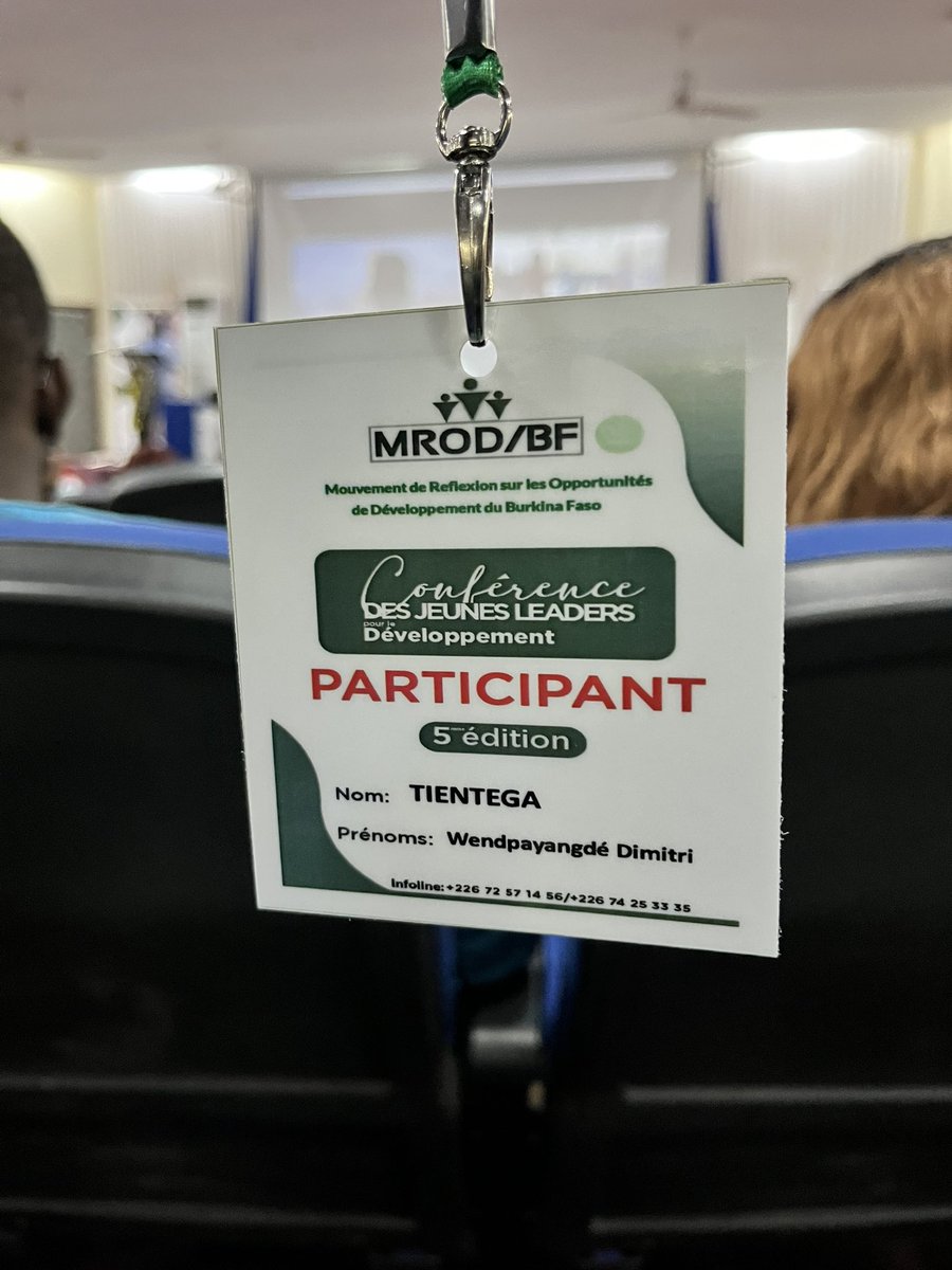 tientegadimitr's tweet photo. C’est partie pour la 5e édition de la conférence des #jeunes #leaders pour le développement #CJLD organisée par le #MROD_BF.
Félicitations au comité d’organisation avec en sa tête Ibrahim Karama. Bravo au grand frère @MdiOuedraogo qui assure avec brio la maîtrise de cérémonie. https://t.co/14AfPatUrD