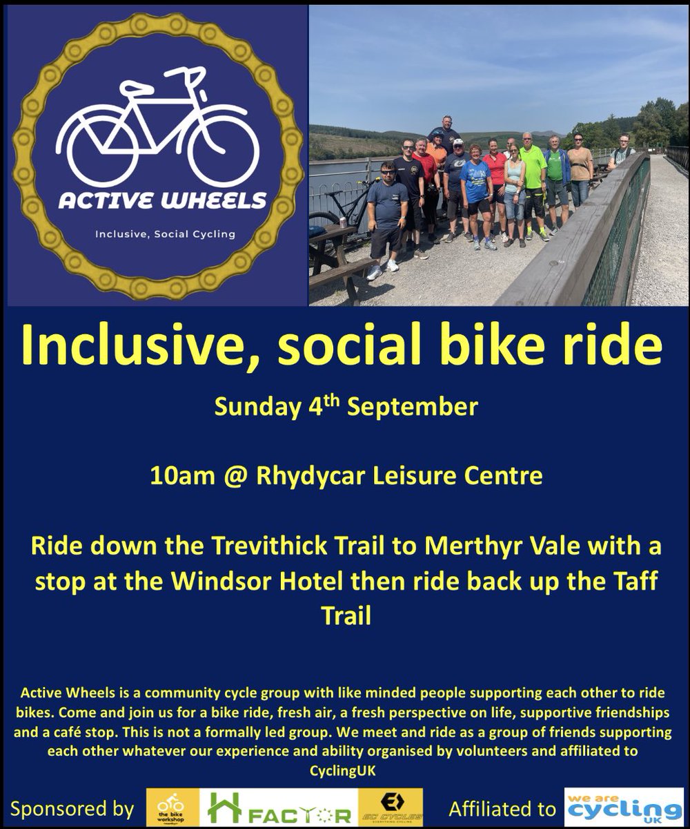 #inclusive #social #cycling @WeLoveMerthyr @LoveTheValleys @CyclingUK_Wales @ActiveMerthyr @dissportmerthyr @WellbeinMerthyr