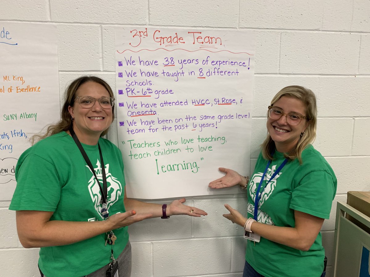 KMunrett's tweet photo. Yesterday we celebrated each other by talking about our collective experiences. Our K team has an impressive 90 years of collective experience! Each team also created their own tagline. Stop by MLK to check them out! #StrongerTogetherBetterTogether https://t.co/AiazpOhCoL