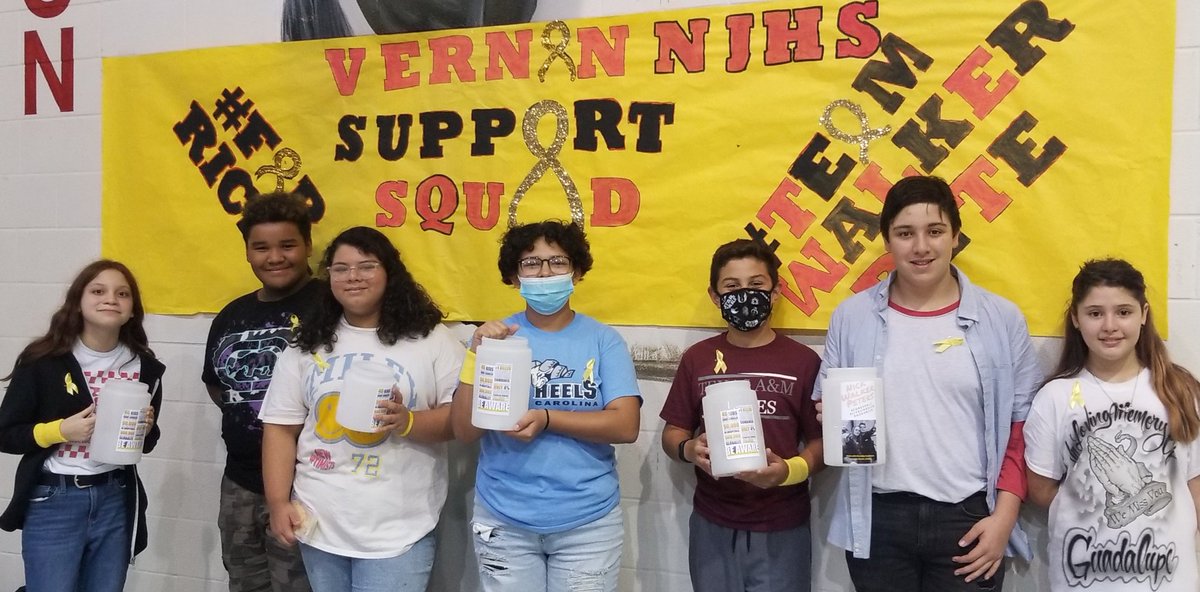 Some <a href="/VernonMSWLA/">Vernon MS World Languages Academy</a> #NJHS #SupportSquad at Vernon VB game vs <a href="/LosFresnosCISD/">Los Fresnos CISD</a> #LibertyMemorialMS They collected $86.91 for #TeamWalkerPete  Issuing friendly challenge 2 #LibertyMemorialMiddleSchoolNJHS 2 join  #BeBoldGoGold #ChildhoodCancerAwareness <a href="/teamwalkerpete/">Teamwalkerpete Foundation</a> 
#HCISDgoesGold
