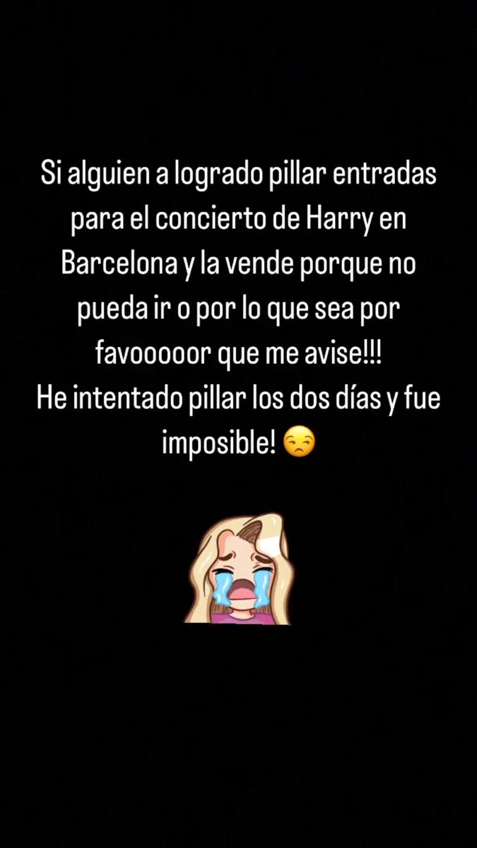Por favor si alguien sabe de alguna entradaaaaa…. He estado los dos días desde las 10am intentando pillar entradas y horas después de la cola virtual no hayyyy #HarryStylesLoveOnTour #harrystylesbarcelona