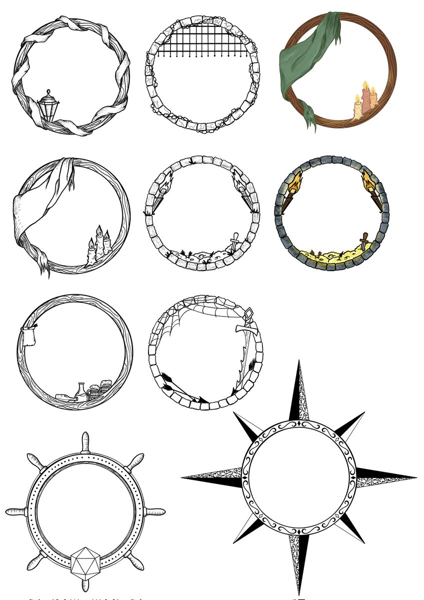 Alderdoodle's tweet photo. ✨Friday Freebie✨ A bit of an odd one, but just go with it ok? First up we've got adventure token borders. Whether you start in a tavern or in a dungeon - I've got you.
#dnd #ttrpg https://t.co/mv8YbOvveB
