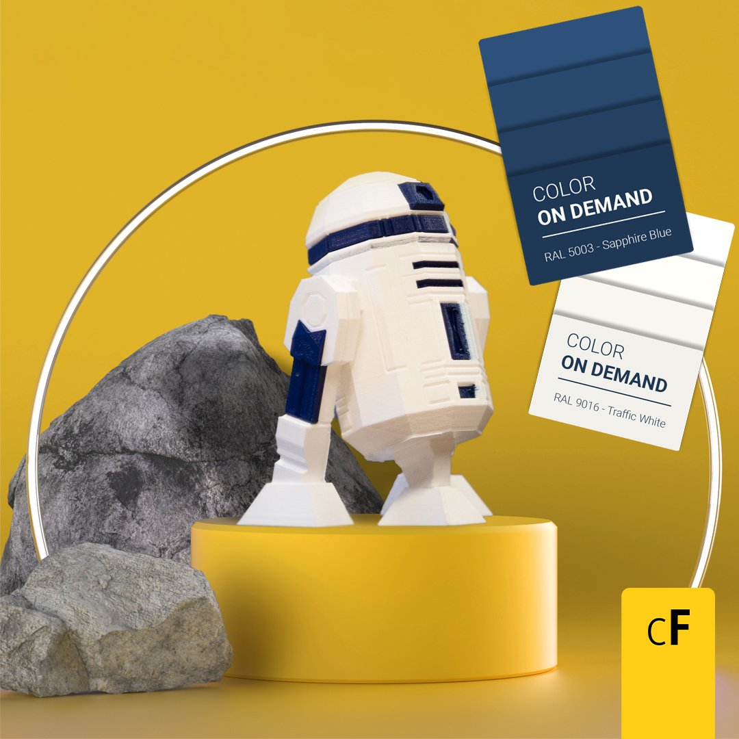 ColorFabb's tweet photo. In 2018 #colorFabb launched 'Color On Demand', a groundbreaking service where you can turn every RAL color into a #filament!

Don't settle, find out more!
👉https://t.co/2fYm9y7YoR

#ColorOnDemand #COD #PLA #Filaments #3Dprinting #3Dprinted #3Dprint #R2D2 #StarWars #3Ddesign https://t.co/nx0gBE0aA1