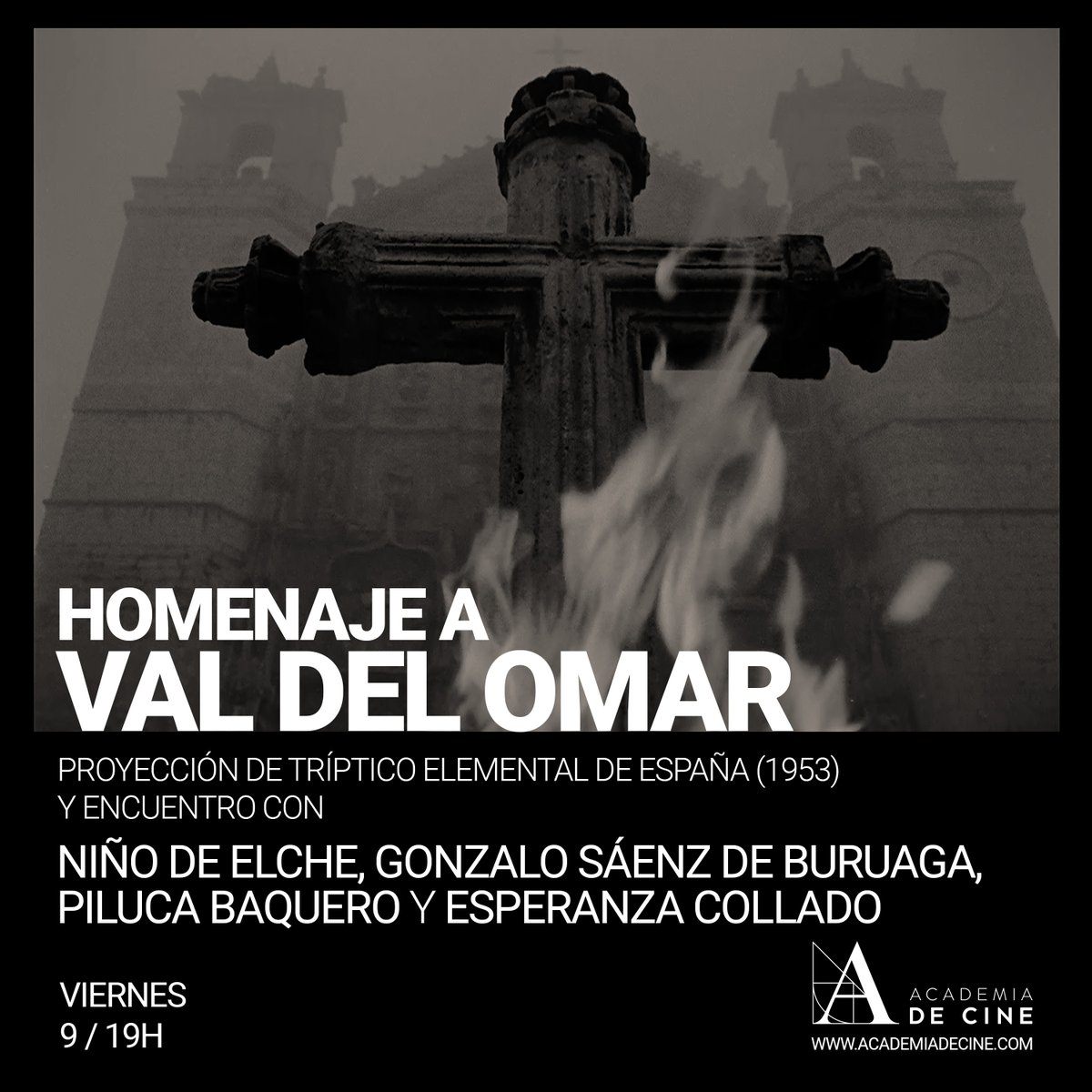 El próximo viernes #enlaAcademia celebramos el 40 aniversario de la muerte del icónico cineasta Val del Omar con una sesión homenaje: Tríptico elemental de España + encuentro con Niño de Elche, Gonzalo Sáenz de Buruaga, Piluca Baquero y Esperanza Collado.
academiadecine.com/actividades/ho…