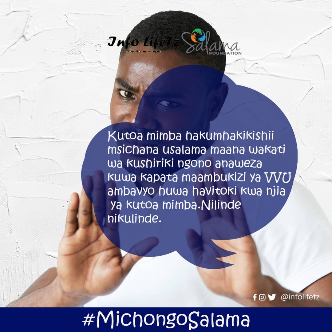 Kutoa mimba hakumhakikishii msichana usalama maana wakati wa kushiriki ngono anaweza kuwa kapata maambukizi ya VVU ambavyo huwa havitoki kwa njia ya kutoa mimba. Nilinde nikulinde. #MichongoSalama #O3Project
