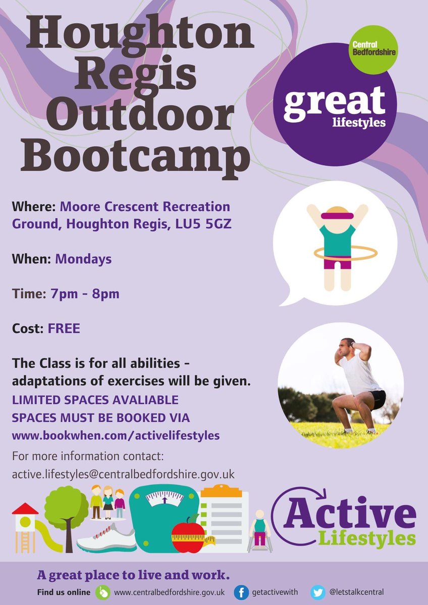 HowardH_8's tweet photo. Free weekly bootcamp classes in Houghton Regis now moving to the earlier time of 7pm from Monday! No cost but recommend advanced booking via https://t.co/E2zLZOr5kZ #getactivewith @letstalkcentral @RoyalHoughton @teamBEDS https://t.co/OiFVxJQjbJ