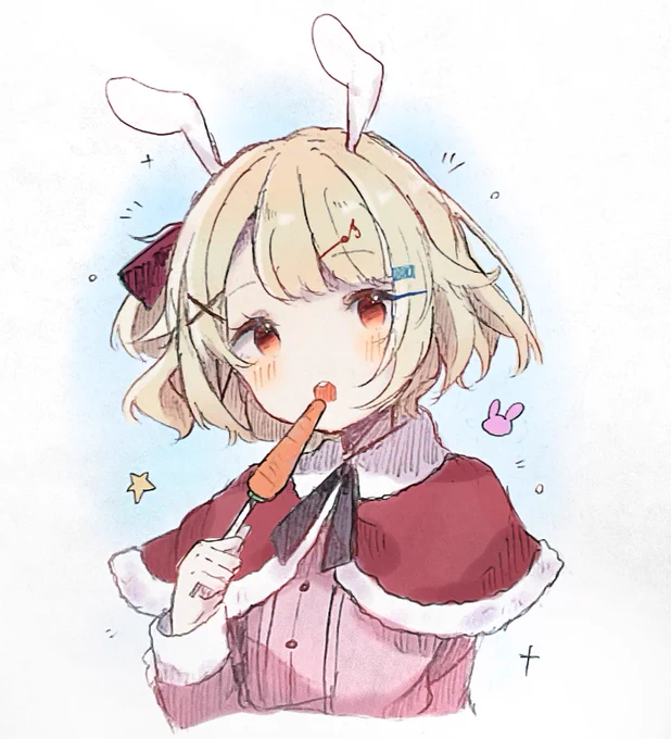 お題より、ふわふわ髪のうさぎちゃん #フリーアイコン 