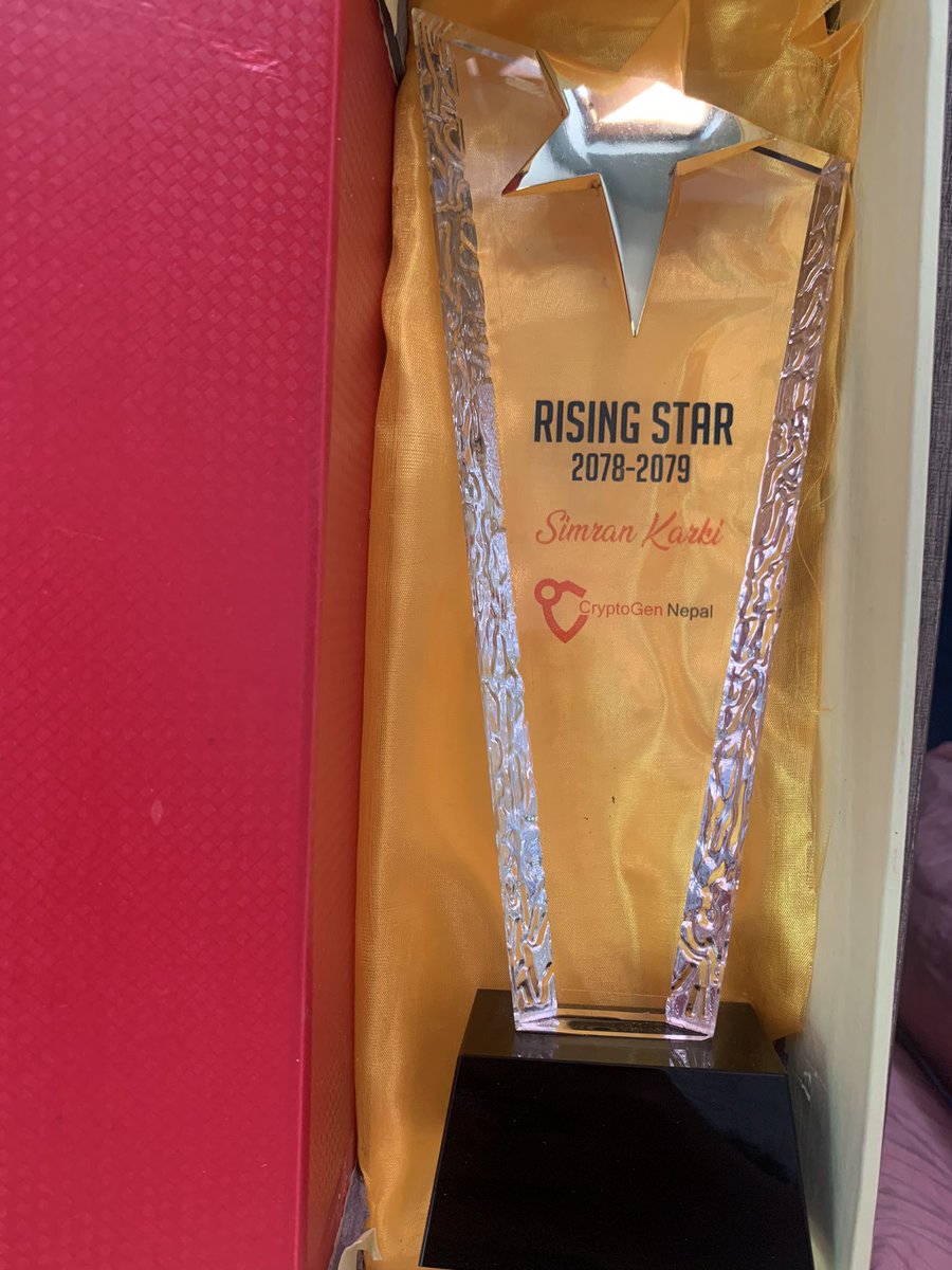 Thank you so much <a href="/CryptoGenNepal/">CryptoGen Nepal</a> family. My first year in cybersecurity has been filled with amazing clients and wonderful coworkers. This award means alot. I am truly blessed to have such amazing positive people around &amp; thanks to my biggest supporter &amp; mentor <a href="/itsCallmeCurly/">Callmecurly</a>