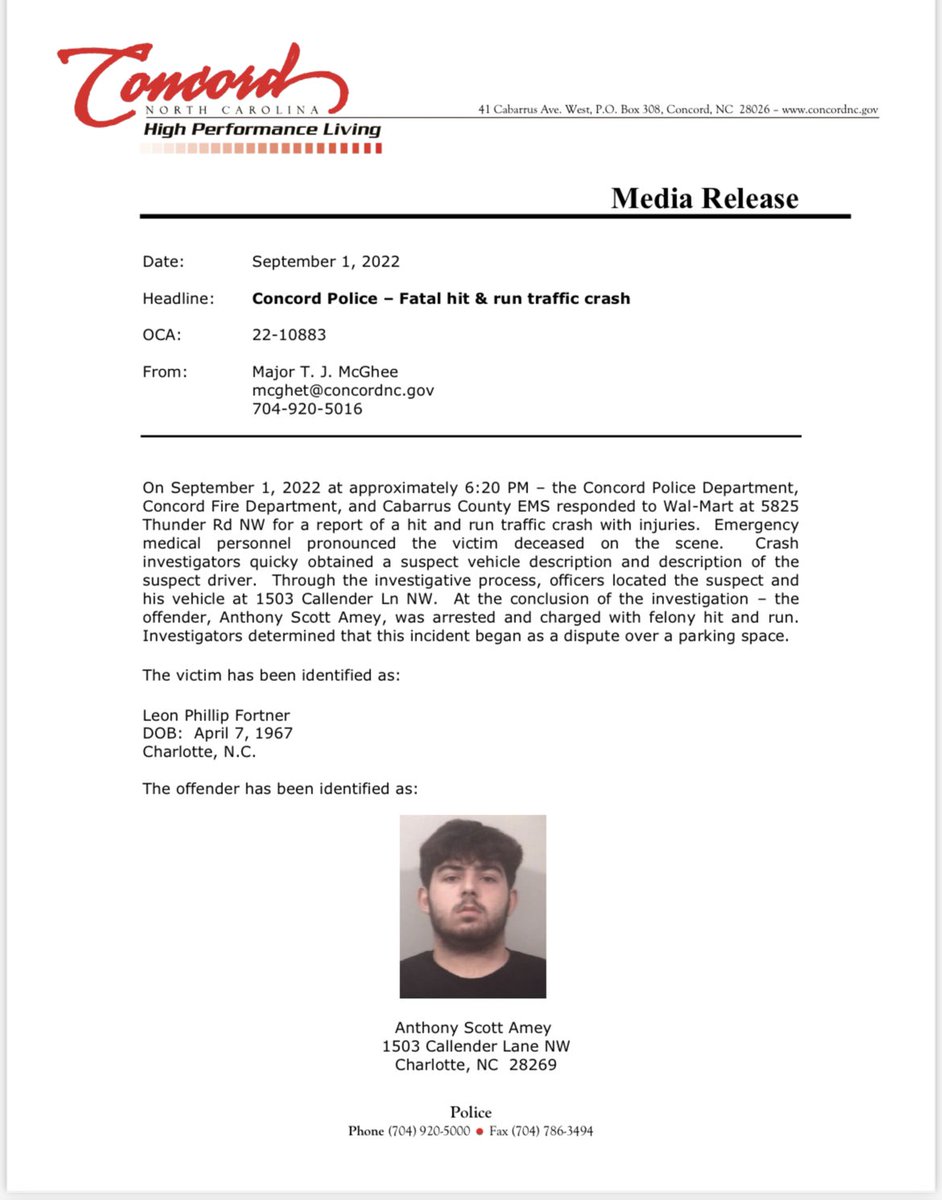 Concord, NC Police on Twitter "Update We have made an arrest in the