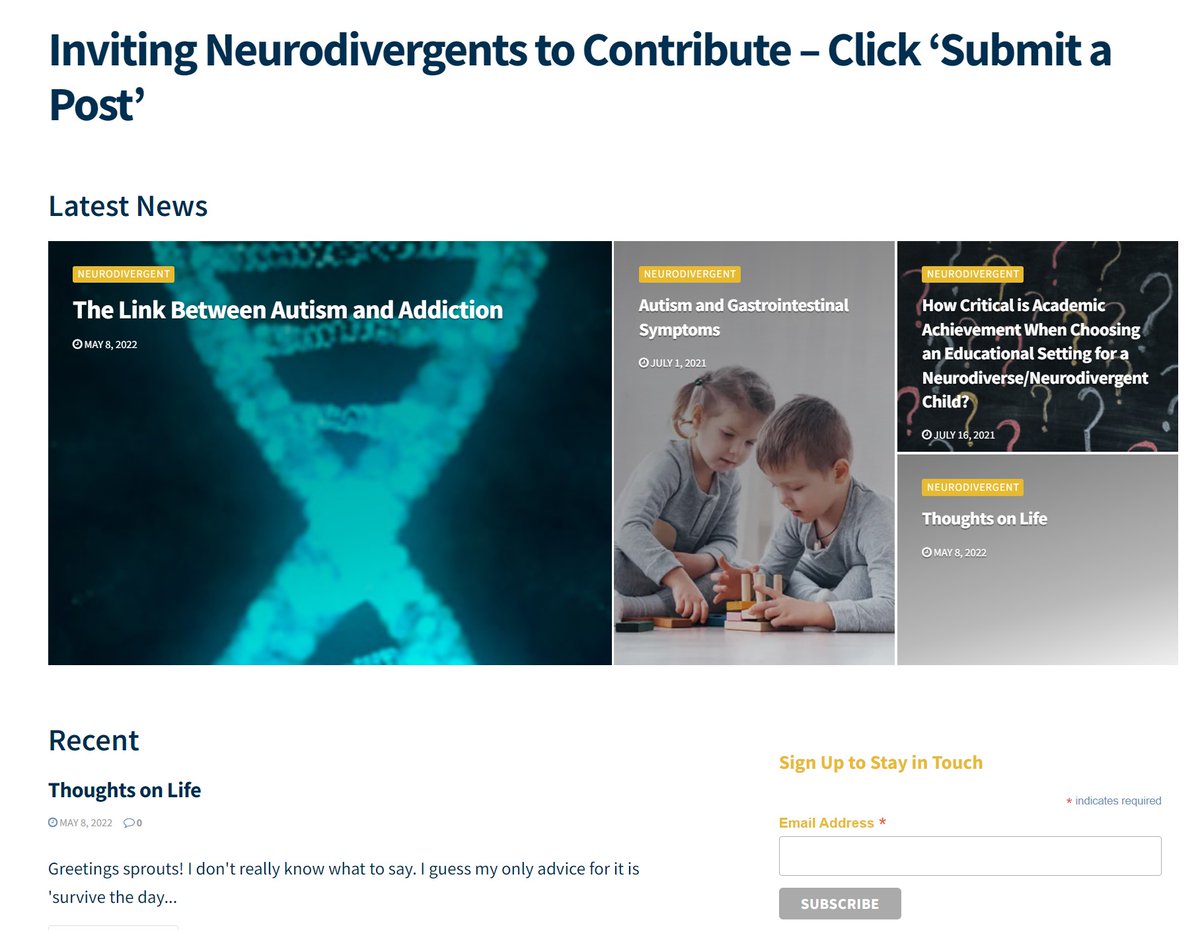 CyberGoGiver's tweet image. Found a great website that&apos;s *full* of articles from Autistic writers (+ they&apos;re looking for contributors) #ActuallyAutistic #NAUWU #CallForContributors (Though you&apos;ll have to track it down under &quot;Planet NeuroDivergent&quot; as Twitter thinks it&apos;s &quot;harmful&quot;.)