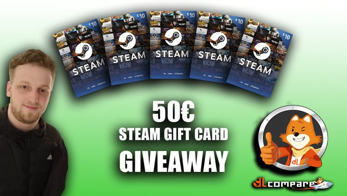 Steam Gift Card #GIVEAWAY Get your 50€ #Steam #Gift #Card, thanks to dlcompare.com Follow this 2 simple steps: Follow @Slayerrrrs and @dlcompare_com RT this tweet. Ends on the 15th of September.