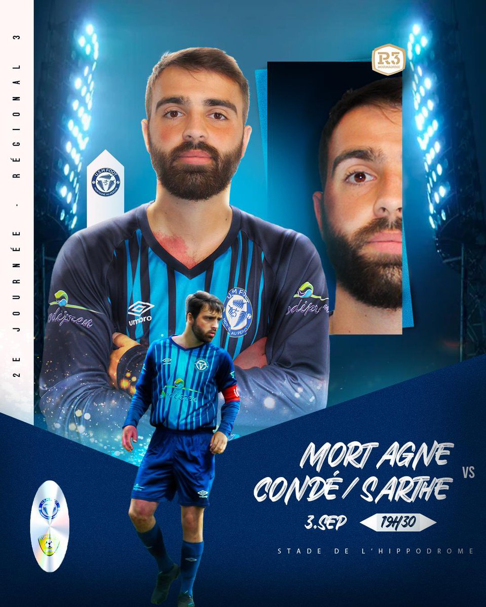 UsMortagne's tweet photo. 🔹[R3 - Journée 2] ⚽️

🔥 Notre équipe fanion fait sa rentrée dans le Championnat R3 ! 

🆚 | Espérance Condé sur Sarthe 
📆 | Samedi 03 Septembre 
🏟 | Stade de l’Hippodrome 
⏰ | 19h30 

🥁Venez nombreux encourager vos mortagnais pour ce 1er match de championnat ! 🔥
#TeamUSM https://t.co/XgRCZSw7mp