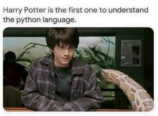 futurEvolve's tweet photo. #DidYouKnow? #HarryPotter was the first to understand the #Python Language. #FridayFun
#pythoncode #programming #programminghumor #Datascience #coding #codinglife #codingisfun #ML #SoftwareDeveloper #engineer #Friday #educational #HigherEducation #futurevolve https://t.co/N84h2zLh79