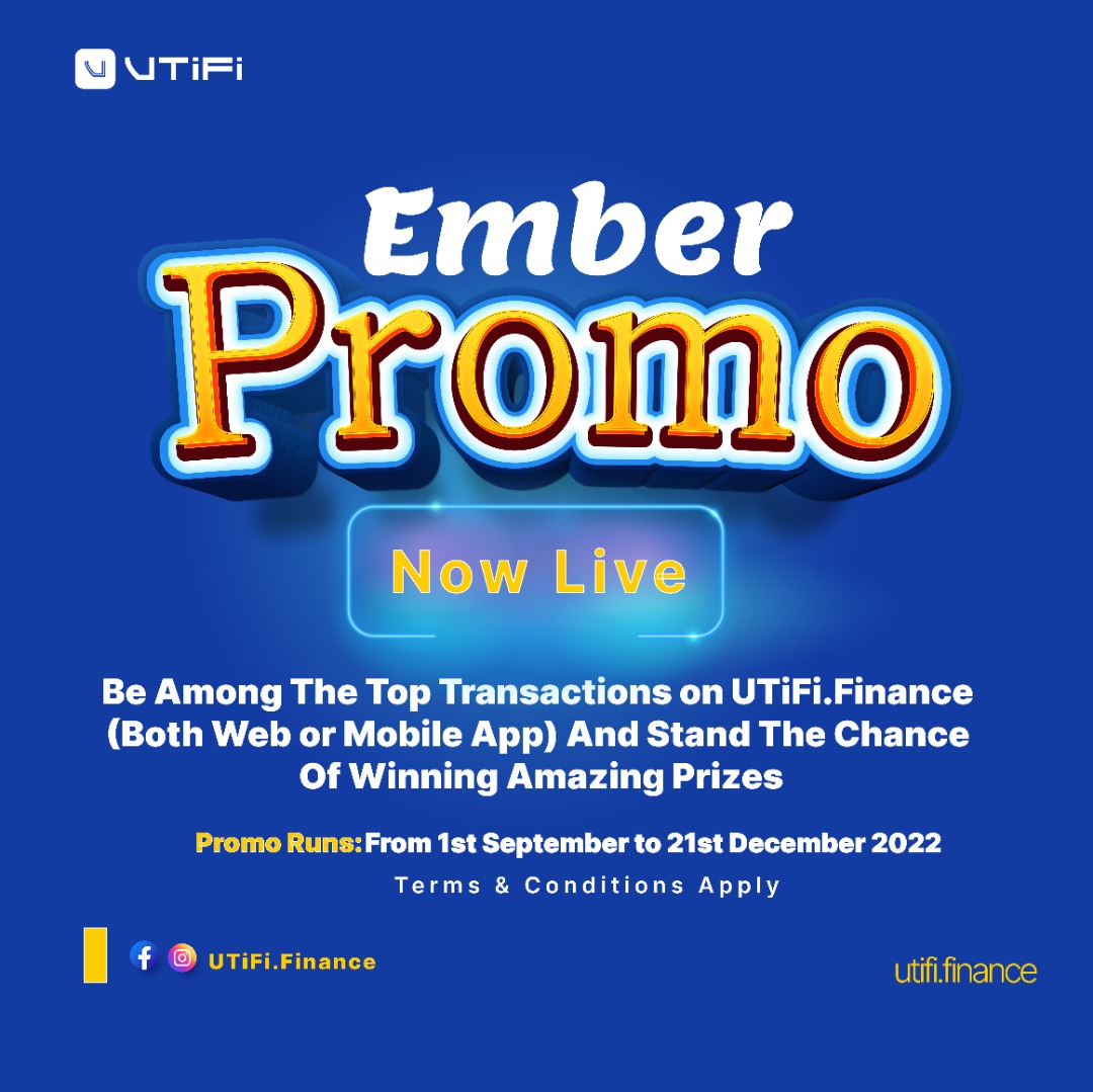 defutureelite's tweet photo. Fridays are the best days for GOOD NEWS!!
Dfet's brain child UTIFI EMBER PROMO is now live!
This promo runs from 1st September to 21st December 2022.
#dfet #utifi #emberpromo #promotwt https://t.co/ATXuN7bfPa