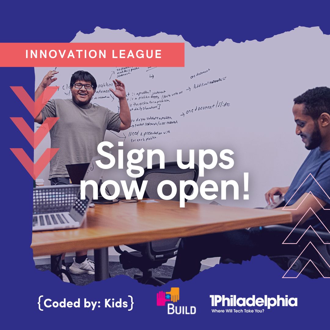 _codedby's tweet photo. Join the 2022 Innovation League! Registration is NOW OPEN for this year’s FREE program for creative Philly high school students. Register now: https://t.co/m1fYp6ygH0
#InnovationLeaguePHL #CodedByKids #1Philadelphia #OneBUILD @1phltech @BUILDNational #YoungEntrepreneurs #genE https://t.co/pj7PggIHW0