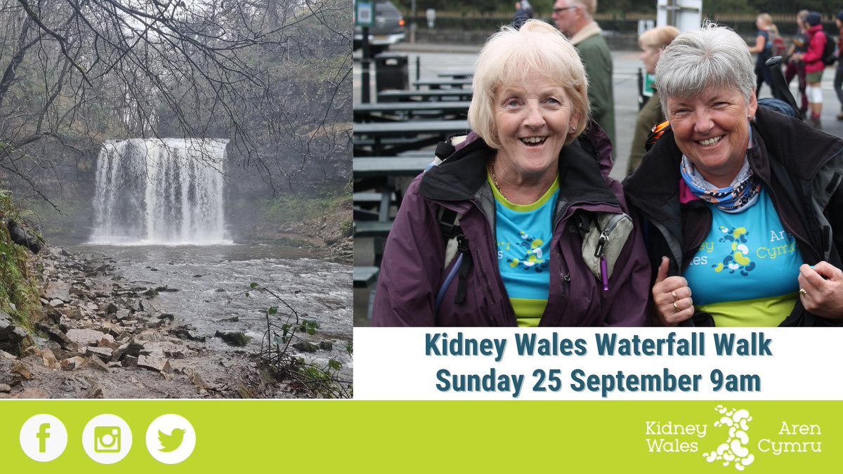 KidneyWales's tweet photo. The count down, two weeks today Team Kidney Wales will be taking on the picturesque 15KM Waterfall Walk.
It isn't too late to join, limited places remain, sign up now to avoid disappointment!
https://t.co/6jTGViK88G
@Kidney_Research #waterfallcountry #organdonationweek https://t.co/SbrWtjdohN