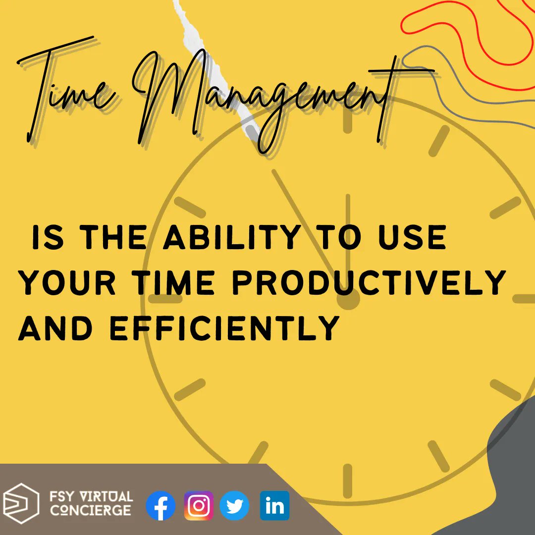 FSYVConcierge's tweet photo. Focus on the tasks at hand much more efficiently. With good time management you can develop better ideas, make wiser decisions and find solutions quickly for any stumbling blocks in your business. https://t.co/wBmWmQORXO