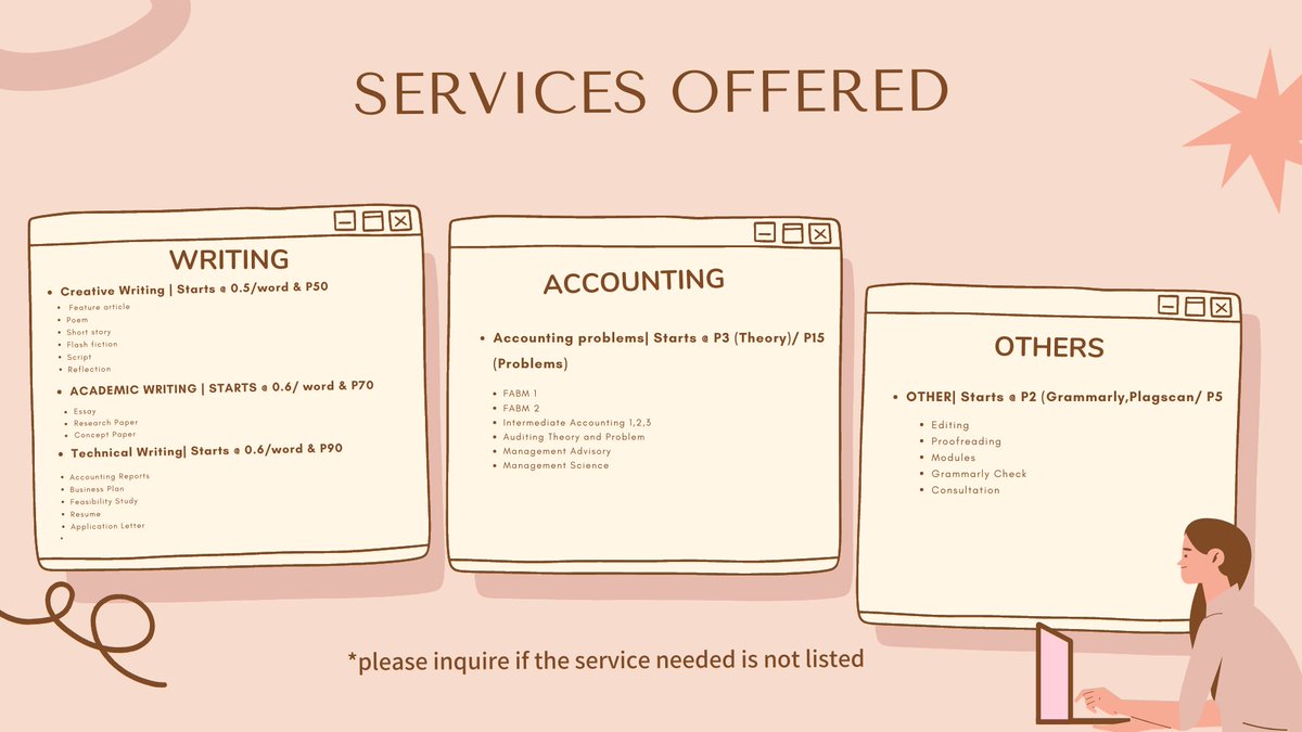 notsunwoosberry's tweet photo. Hi! I am Daze, BSA graduate and former campus journalist. 

I am very eager to help you with your tasks. 

"Don't let your task pile up; commission me today." https://t.co/sGMSEOWi4w