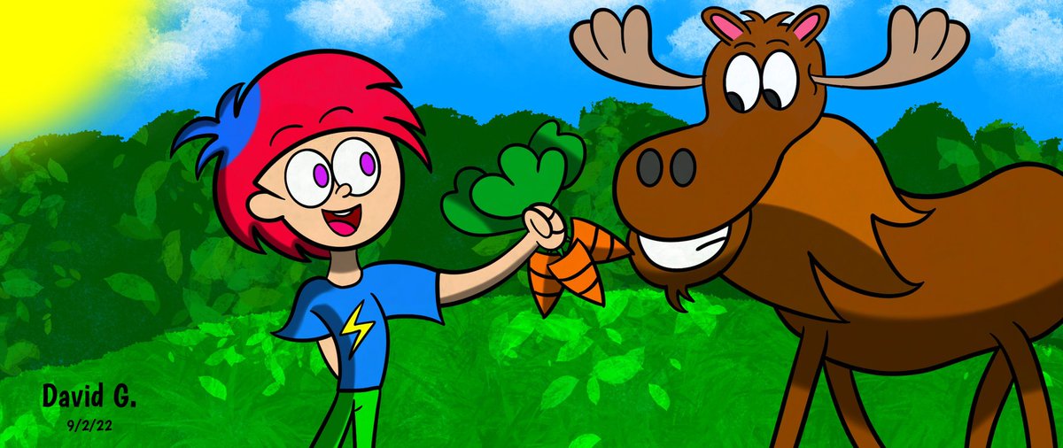 SparkCartoons's tweet photo. Simon feeding a moose at Parc Omega. (Original created October 6th, 2016)
#SimonAndPals #JacklynAndSimon #SketchRemake #Moose #FeedingMoose #Carrots #OmegaPark #ParcOmega #BlueLightningDoodles #BlueLightningEntertainment #BlueLightningCartoons #BlueLightningAnimationStudios https://t.co/Um2v84FkT2