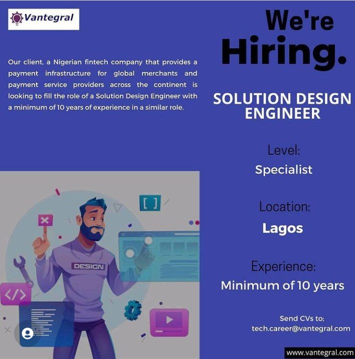 seyithemie's tweet photo. #TechVacancy
1. Contract Specialist (Intermediate)
2. Data Modelling Specialist (Intermediate)
3. Solution Design Engineer (Specialist)
4. Product Manager (Junior)
Apply 👇 https://t.co/ABN83KUCAw