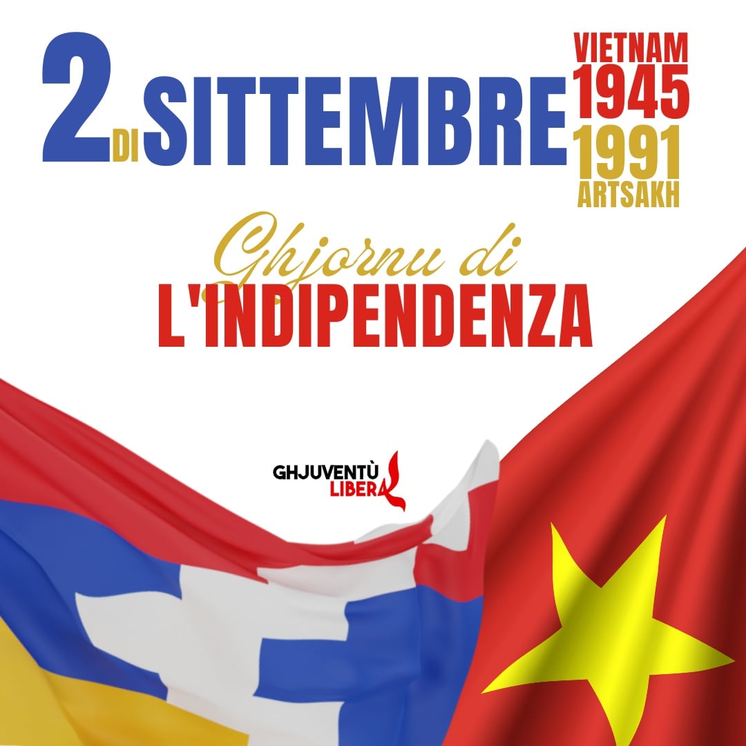 Felice ghjornu di l'Indipendenza à tutti ! ✊

Mandemu un salutu fraternu à sti dui populi chì festighjeghjanu oghje a so indipendenza, è ramintemu u nostru sustegnu à i nostri fratelli di a Republica di l'Artsakh, sempre in Lotta per difende a so terra !

#Artsakh #Vietnam