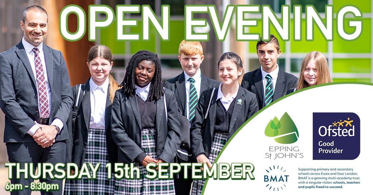 📢OPEN EVENING ANNOUNCEMENT
🏫Epping St John's School
🗓️Thursday 15th September
⏰6pm - 8:30pm
📚We are looking forward to welcoming prospective students and families to our school