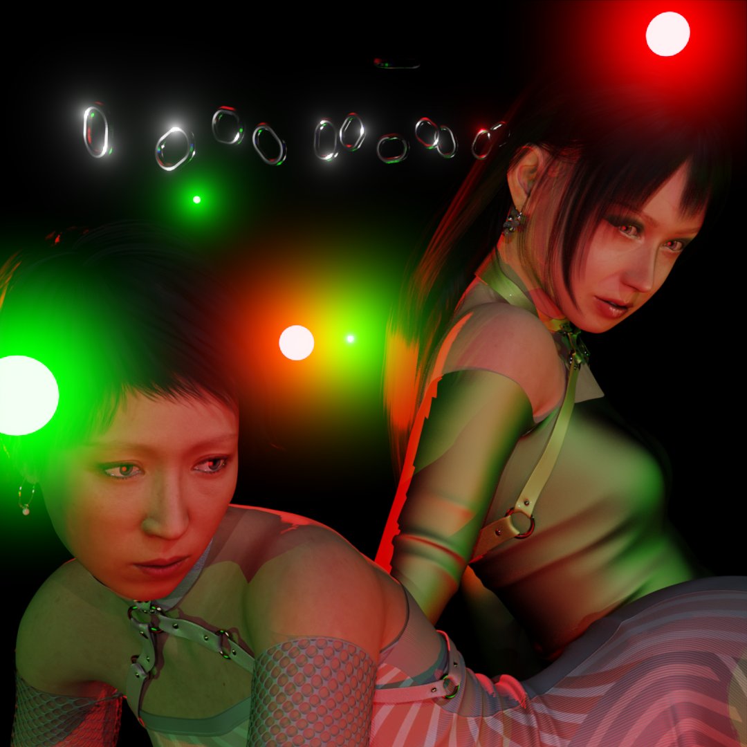 Promo art for <a href="/fconcession/">french_concession</a> and Mustelide's new music release coming out tomorrow! 🍬🍬🍬 #digitalart #virtualhumans