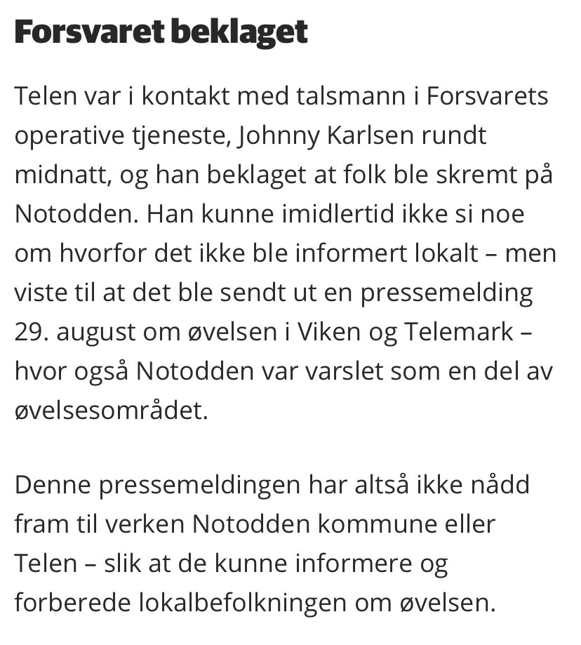 Forsvaret greide i går kveld å ha militærøvelse midt i Notodden sentrum og område rundt uten å varsle kommune. De sendte ut en pressemelding da… som ikke nådde pressen.