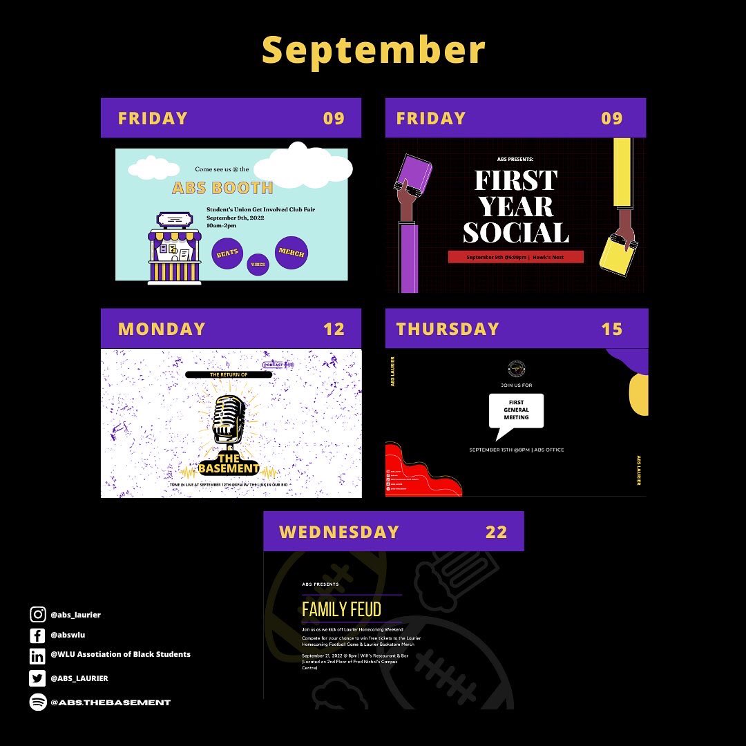 ABS extends a warm welcome to all new &amp; returning students to a new school year!

For those subscribed to the mailing list, check your email for the September Update w/ the full breakdown of this month’s events!

See y’all next week!