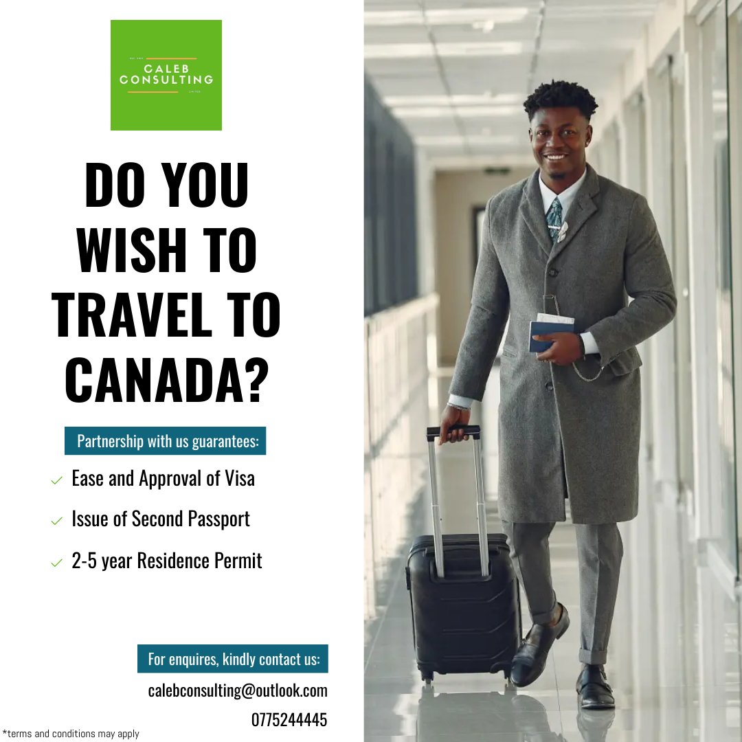 CalebConsults's tweet photo. Are you seeking to travel to Canada or do you know someone who is? Partnership with us will relieve you of the stress involved in attaining a visa. We will also work to ensure that you are granted a second passport and a 2-5 year residence permit.
 
calebconsulting@outlook.com https://t.co/RPrxAagJE0