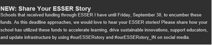 Dausben80's tweet photo. Calling all LEAs in IN and beyond! Posted budgets don’t tell the whole story! Use #ourESSERstory_IN &amp; #ourESSERstory to provide greater transparency to the nation re: the use of CARES, CRRSA, and ARP funds. @SecCardona @IAPSS_ORG @CCSSO @EducateIN @usedgov https://t.co/QNDJMeNdia