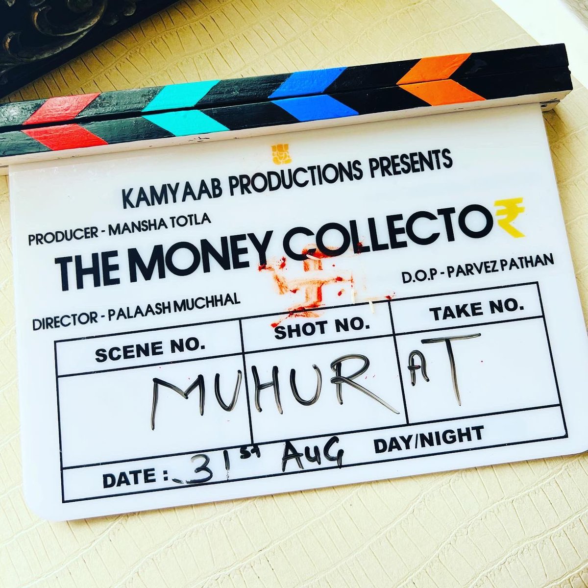 THE MONEY COLLECTOR: PalaashMuchhal’s 2nd film,
produced by MANSHA TOTLA under her new banner, Kamyaab Productions. After success of #Ardh, music composer & director #Palaashmuchhal's 2nd film is #TheMoneyCollector. DOP: #ParvezPathan  
Cinema release in 2022.