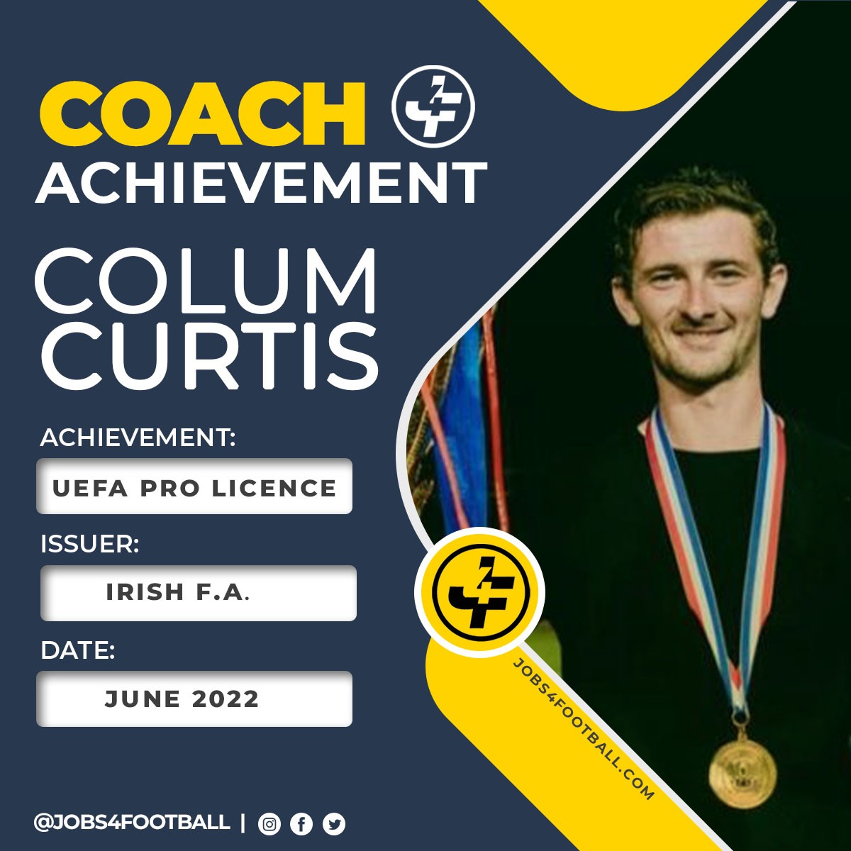 Jobs4football's tweet photo. Share Your Achievement ๐ ๐ชช โฝ๏ธ
You work hard to gain your Football specific qualifications so make sure the football community see ๐ ๐
DM us for more information or ๐ง info@jobs4football.com
#football #jobs #community #network #cvprofile #footballjobs #careerpathways https://t.co/JUTtVLGO0x