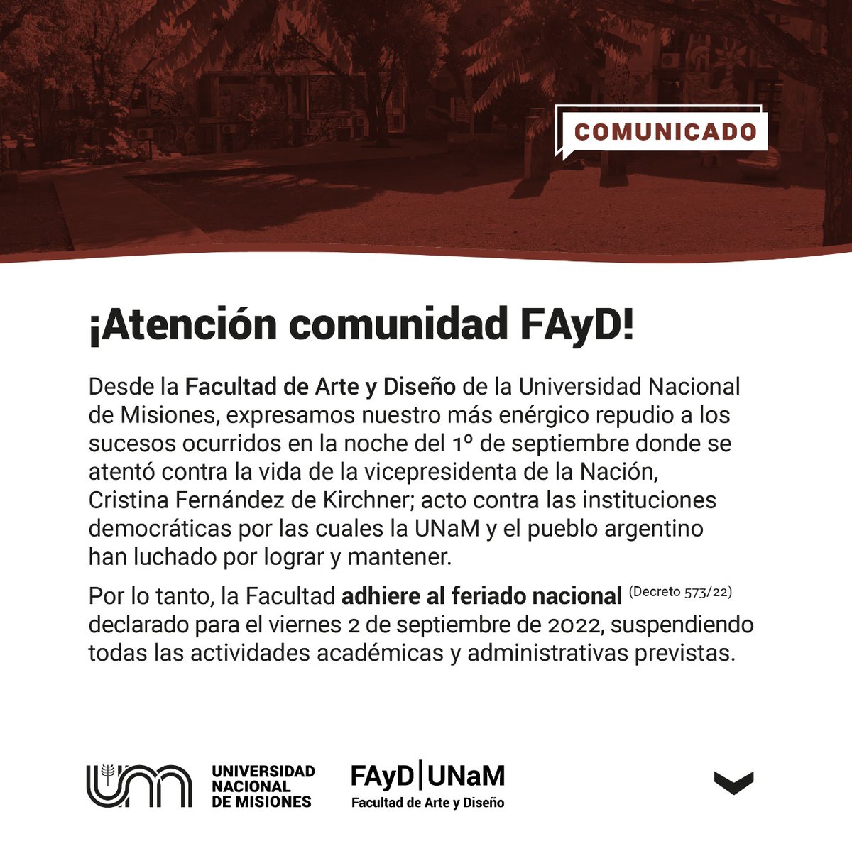 Comunicado oficial de la FAyD <a href="/un_misiones/">UNaM</a>