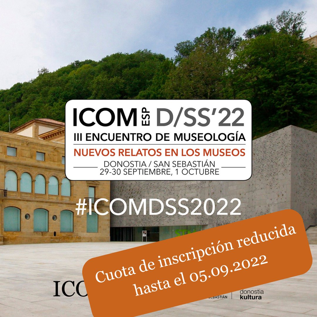 🏛"𝗜𝗜𝗜 𝗘𝗻𝗰𝘂𝗲𝗻𝘁𝗿𝗼 𝗱𝗲 𝗠𝘂𝘀𝗲𝗼𝗹𝗼𝗴í𝗮 𝗜𝗖𝗢𝗠 𝗘𝘀𝗽𝗮𝗻̃𝗮: 𝗡𝘂𝗲𝘃𝗼𝘀 𝗿𝗲𝗹𝗮𝘁𝗼𝘀 𝗲𝗻 𝗹𝗼𝘀 𝗠𝘂𝘀𝗲𝗼𝘀" en <a href="/santelmomuseoa/">San Telmo Museoa</a> 

✍🏼Inscripción reducida (presencial y virtual) hasta el 05.09.2022.

 📅 Fechas: 29.09 -01.10.2022

ℹ  icom-ce.org/iii-encuentro-…