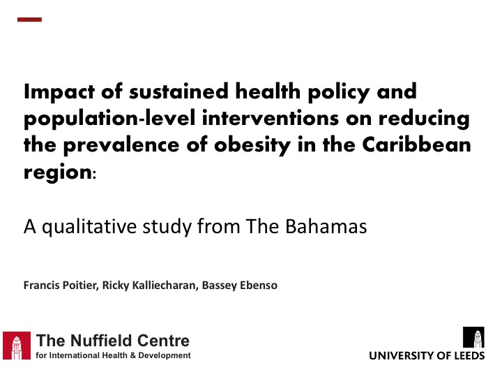 FrancisPoitier's tweet photo. New research by me, Ricky Kalliecharan &amp; @B_Ebenso in @FrontPubHealth:  

"Impact of sustained health policy and population-level interventions on reducing the prevalence of obesity in the Caribbean region: A qualitative study from The Bahamas"

▶️: https://t.co/ZmyYXbVj6e https://t.co/pTDqhdoeBW
