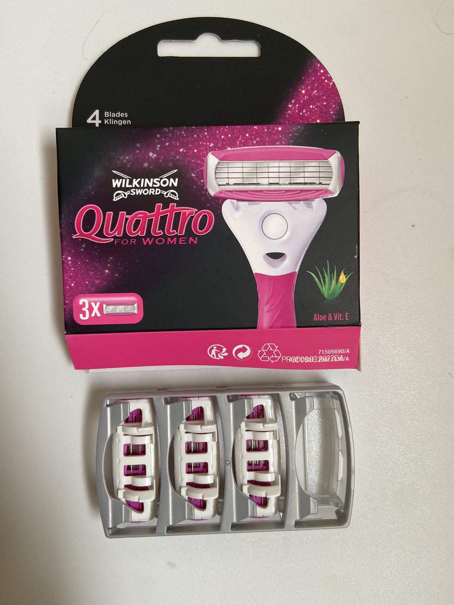MichelleEul's tweet photo. @WS_HydroSilk I love my razor with replacement blades! It’s less wasteful than replacing the whole razor. But, I am disappointed to see this 3 pack of replacement heads has all the packaging and plastic of a 4 pack. Please sell 4 razor heads in this pack instead to reduce waste. https://t.co/AaF9e0JstW