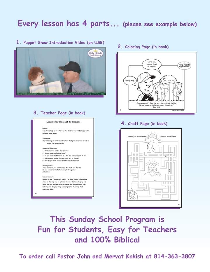 KakishJ's tweet photo. Sunday School Curriculum. For more info please call Pastor John  814-363-3807. 
#Facebook Holy Hands Puppet Ministry pastor John and Mervat Kakish.
#Youtube Holy Hands Puppet Ministry
https://t.co/MqoOUNHMUa https://t.co/znIoYegUGZ