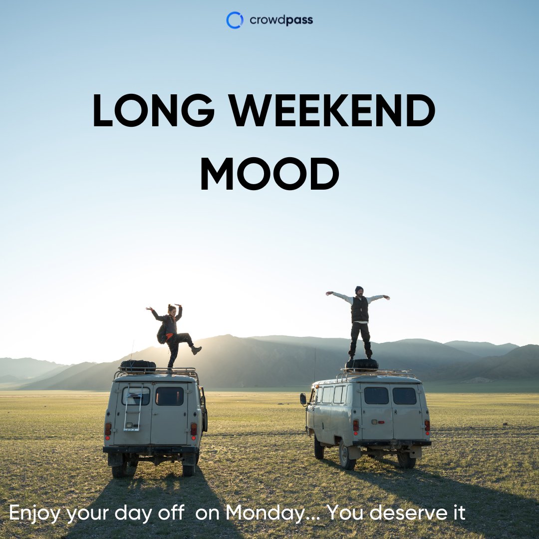 CrowdPassEvents's tweet photo. Enjoy your day off on Monday - The CrowdPass Team 
This is a long weekend, don't think about work. But, in case event planning pops into your head - choose CrowdPass, keep your attendees safe.  

#laborday #dayoff #healthclearence #healthclearencesoftware #eventmanagement https://t.co/sl698ikKfc