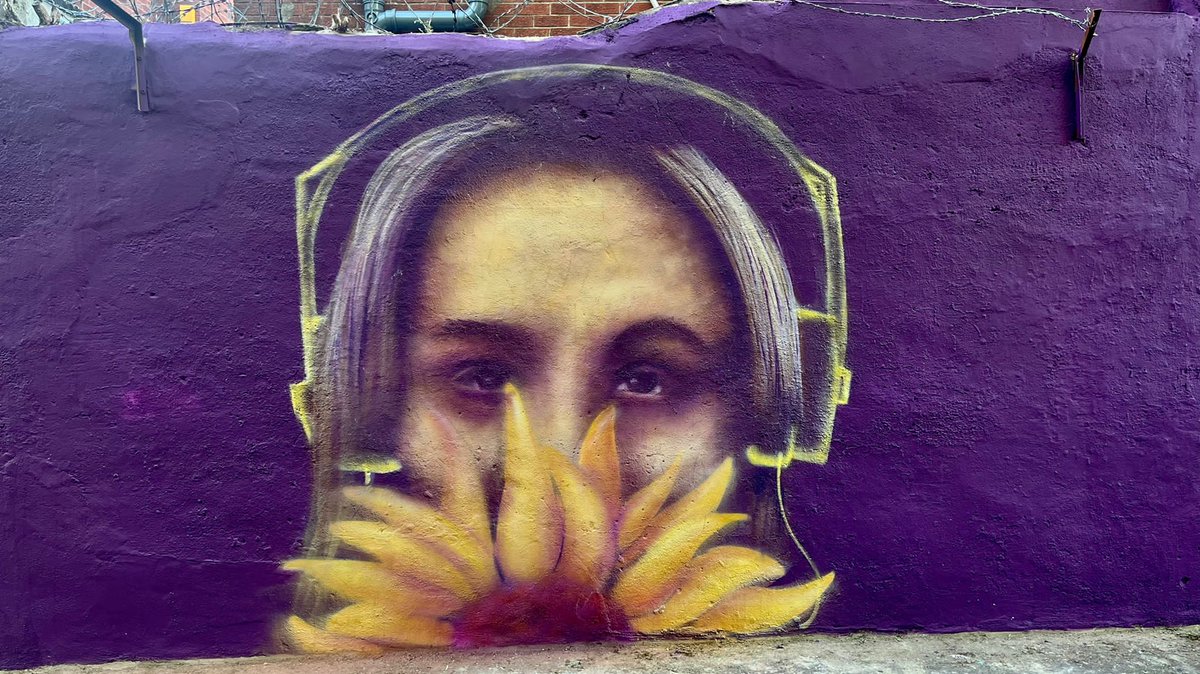 QUBelfast's tweet photo. We blooming ❤️ this. We collaborated with @emicartist to bring these pieces of artwork to the city. They were designed to recognise the work of our student volunteers in creating &amp; sustaining Wildflower Alley. Thanks to Emic for taking a seed of an idea &amp; turning it into reality. https://t.co/F4ugYT9cia