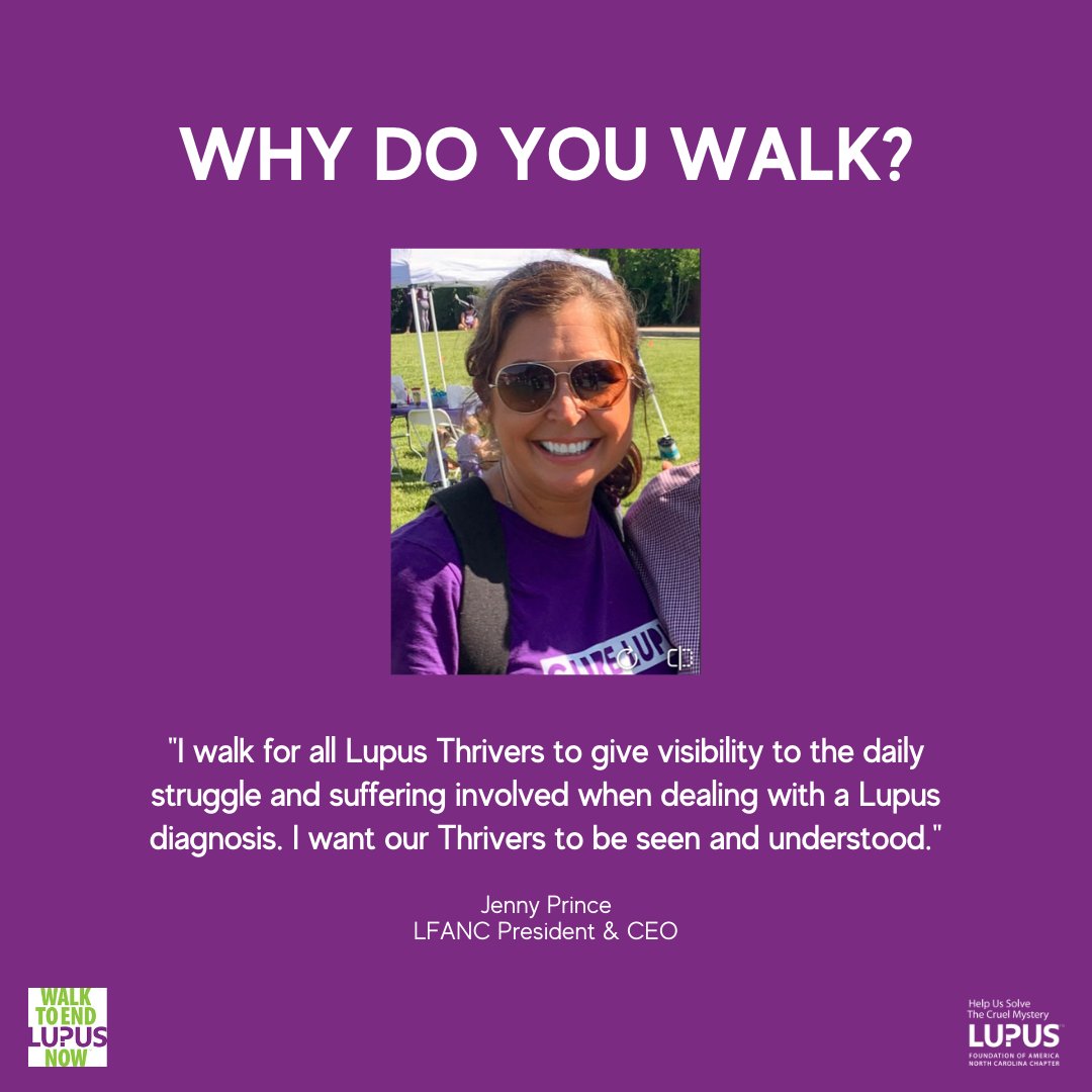 LupusNC's tweet photo. Why Do You Walk?
#LupusThriver #WalkToEndLupusNow #LFANC #WhyDoYouWalk https://t.co/iJQlae7IZ6