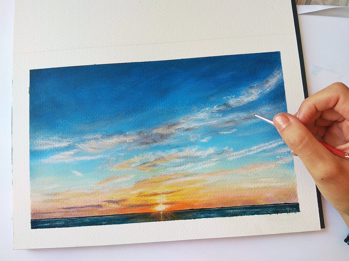 sylwy's tweet photo. I'm obsessed by sunsets😍🌅
Acrylic on A4 paper, 400 gsm.
✨Available!✨

Ref. photo: András Koller
#sunset #sunsetlover #acrylic #acrylicpainting #naturepainting #nederlands https://t.co/DgQtlVdoDs
