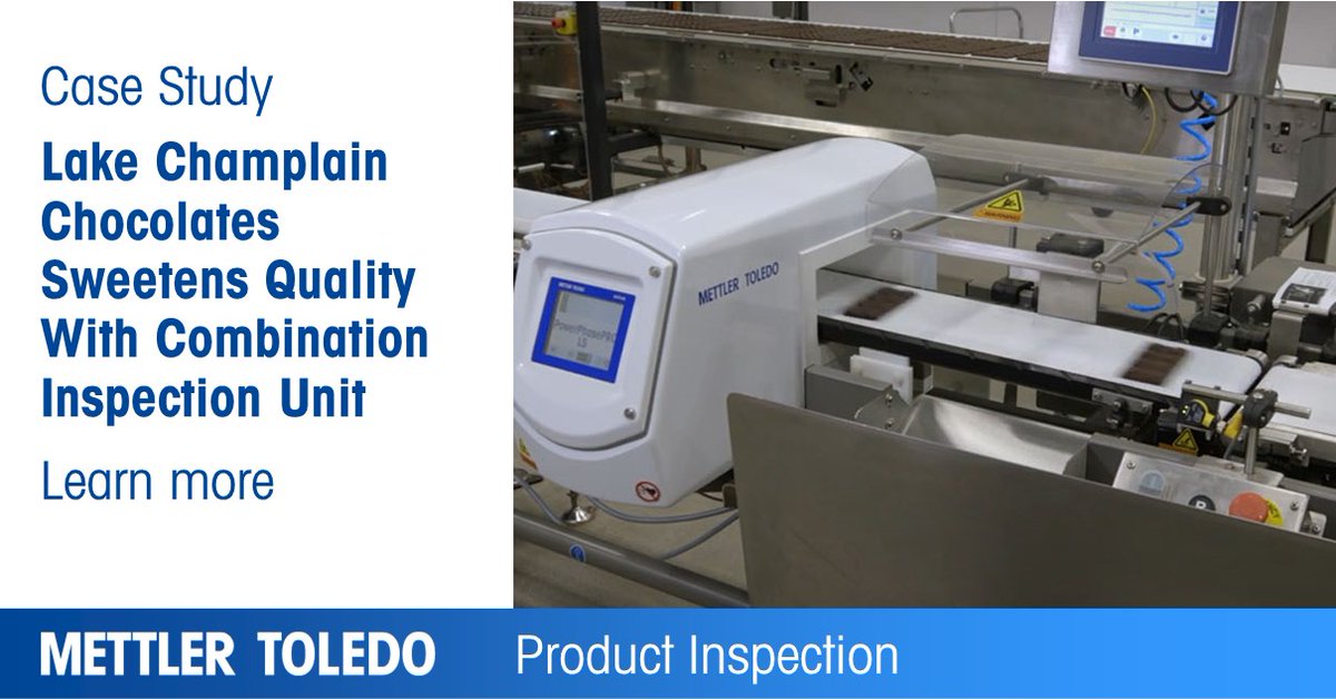 MettlerToledoPI's tweet photo. Learn how our customer Lake Champlain installed #checkweighing and #metaldetection inspection systems on their new #chocolate bar line to uphold their high standards and protect their brand. #BrandProtection #CaseStudy https://t.co/mFKOb6pqWd https://t.co/Nd7XoouLjX