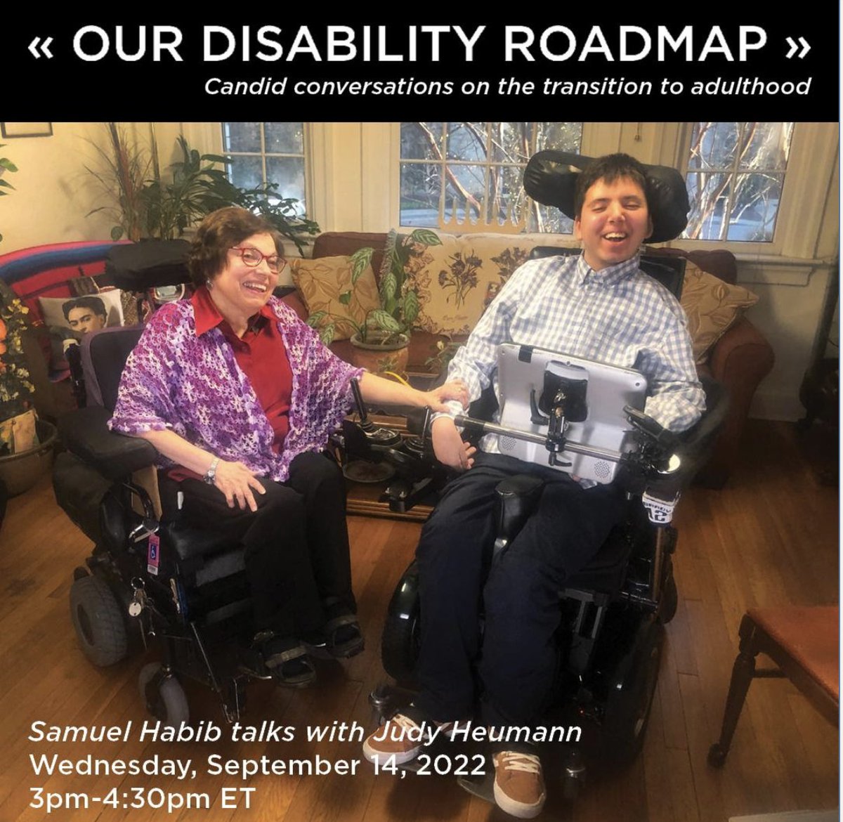 Our #Disability Roadmap-
Candid conversations on the #TransitionToAdulthood:
Samuel Habib talks with disability rights revolutionary #JudyHeumann on Wed, Sept 14, 3-4:30 pm ET.
zoom.us/webinar/regist…